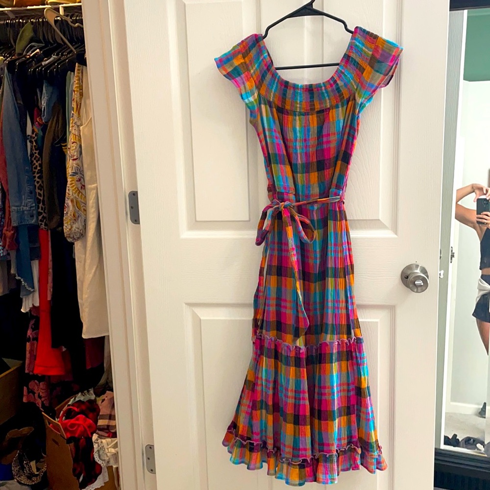 Colorful off-shoulder maxi